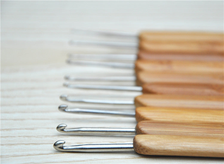 Supply Knitting Tools, Carbonized Happy Bamboo Handle Crochet, Metal Head Crochet, Bamboo Handle Crochet