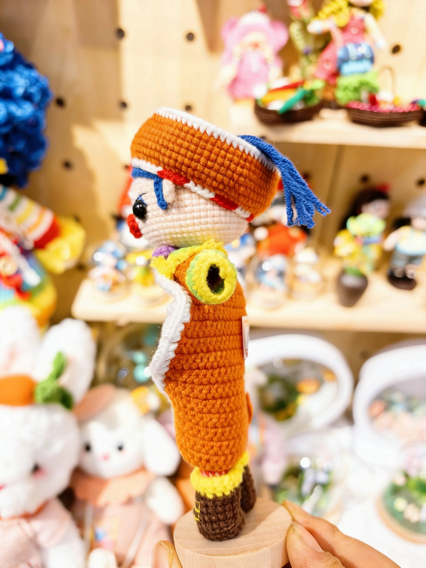 Hand-crocheted Clown Bucky Doll