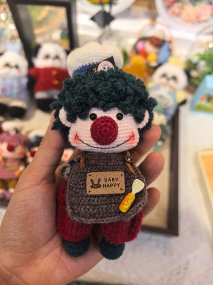 Very cute crocheted clown keychain