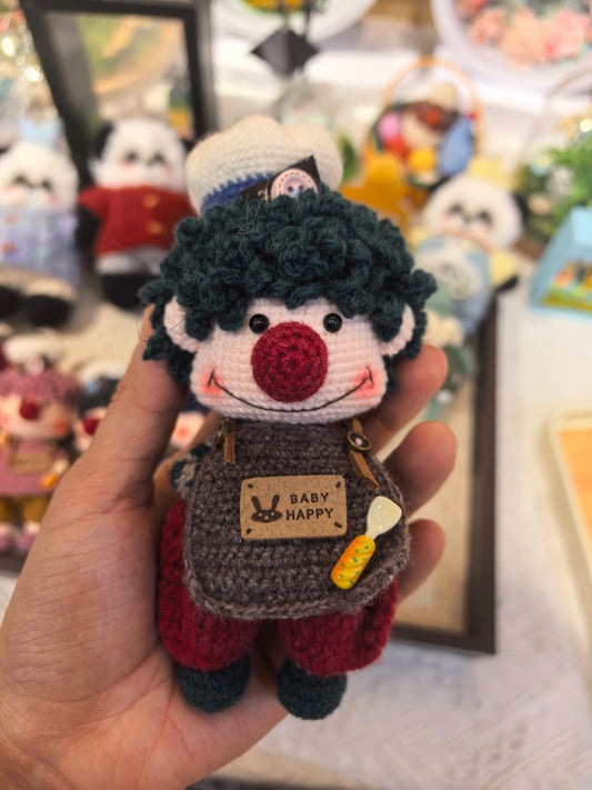 Very cute crocheted clown keychain