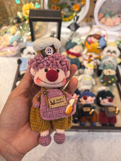 Very cute crocheted clown keychain