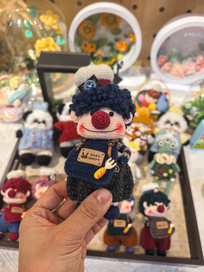 Very cute crocheted clown keychain