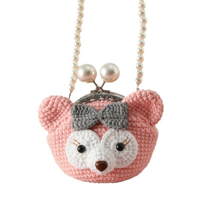 Daily with change lipstick key bag, Sheffield thread crocheted 8.5cm pearl chain, mouth gold bag, messenger bag.