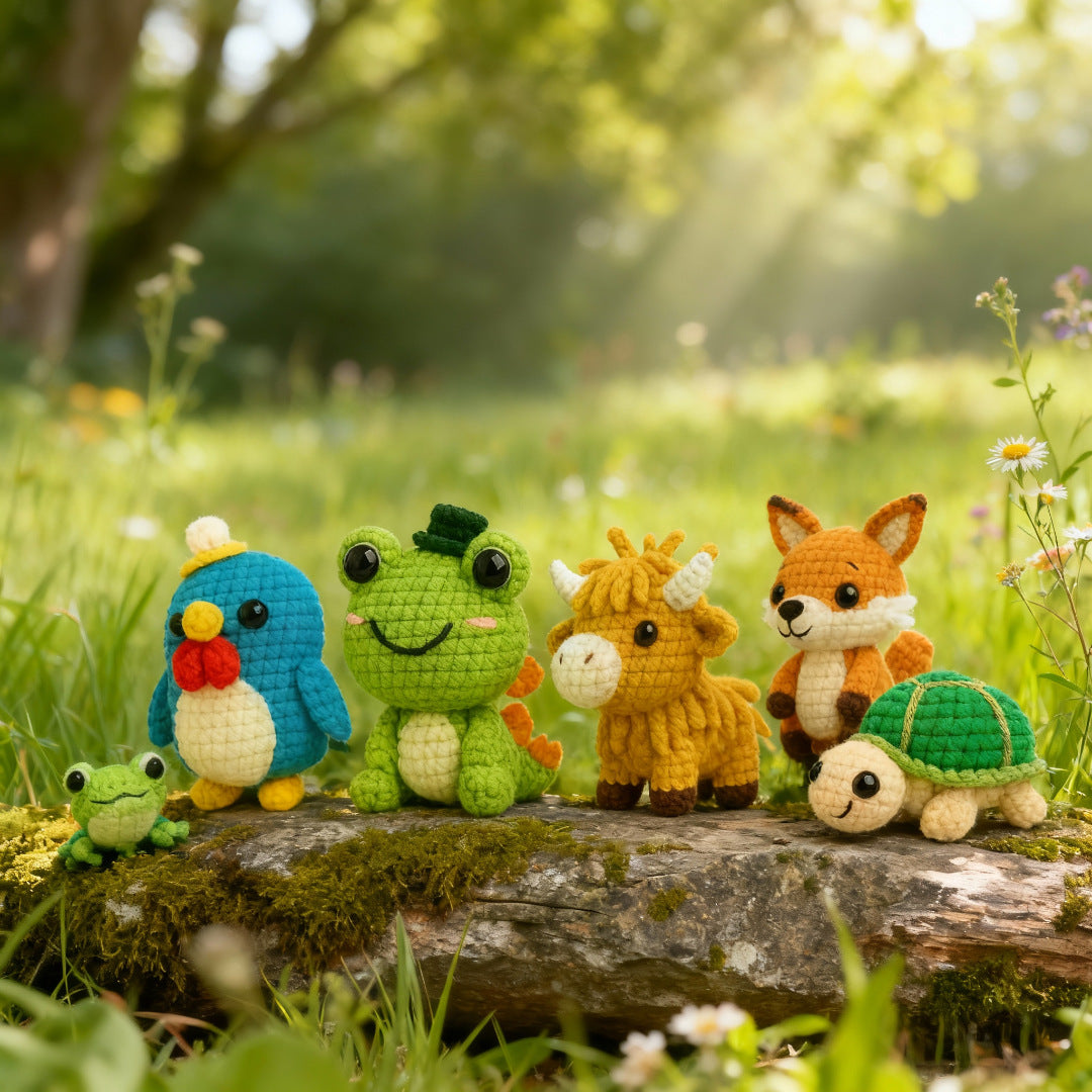 Crochet cute animal collection handmade material package, all tools included, holiday party gifts, handmade DIY