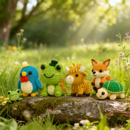 Crochet cute animal collection handmade material package, all tools included, holiday party gifts, handmade DIY