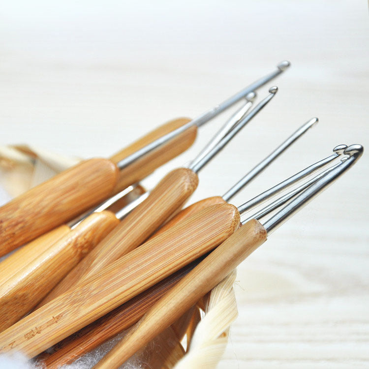 Supply Knitting Tools, Carbonized Happy Bamboo Handle Crochet, Metal Head Crochet, Bamboo Handle Crochet