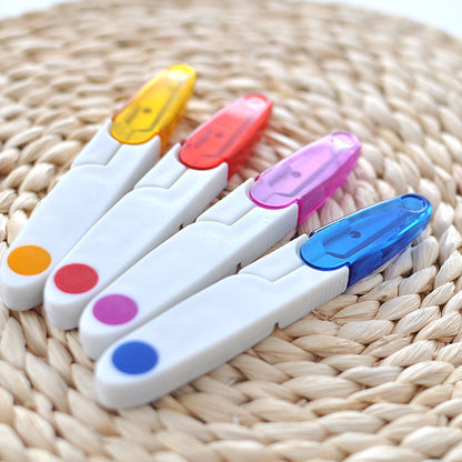 Wool Knitting Gadgets - Transparent Cover Scissors Embroidery Scissors U-Shaped Yarn Scissors 4 random colors