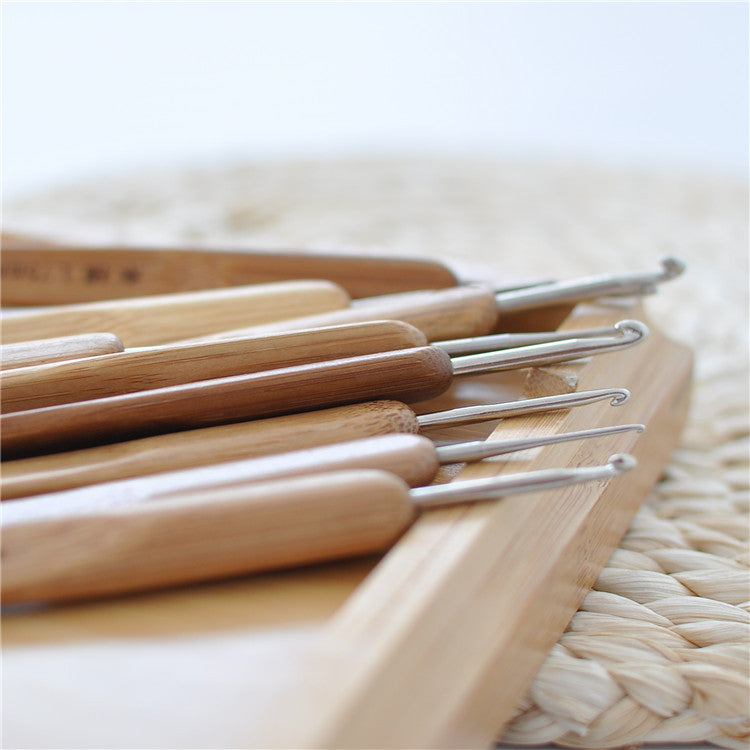 Supply Knitting Tools, Carbonized Happy Bamboo Handle Crochet, Metal Head Crochet, Bamboo Handle Crochet
