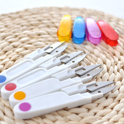 Wool Knitting Gadgets - Transparent Cover Scissors Embroidery Scissors U-Shaped Yarn Scissors 4 random colors