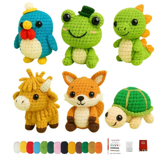 Crochet cute animal collection handmade material package, all tools included, holiday party gifts, handmade DIY