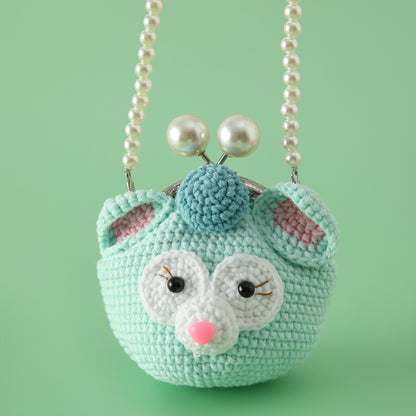 Daily with change lipstick key bag, Sheffield thread crocheted 8.5cm pearl chain, mouth gold bag, messenger bag.