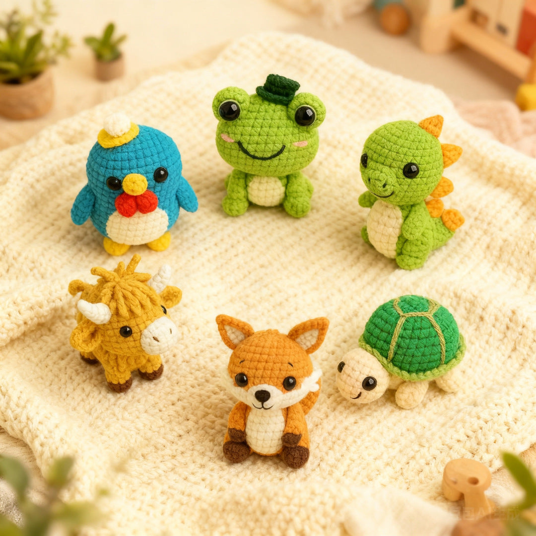 Crochet cute animal collection handmade material package, all tools included, holiday party gifts, handmade DIY