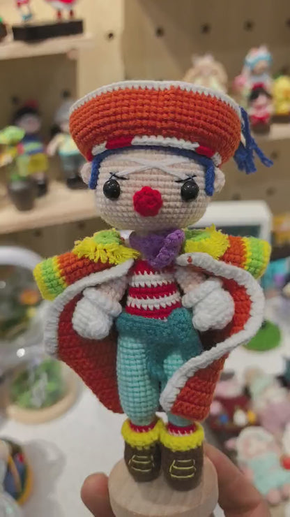 Hand-crocheted Clown Bucky Doll