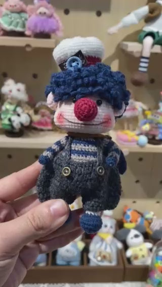 Very cute crocheted clown keychain